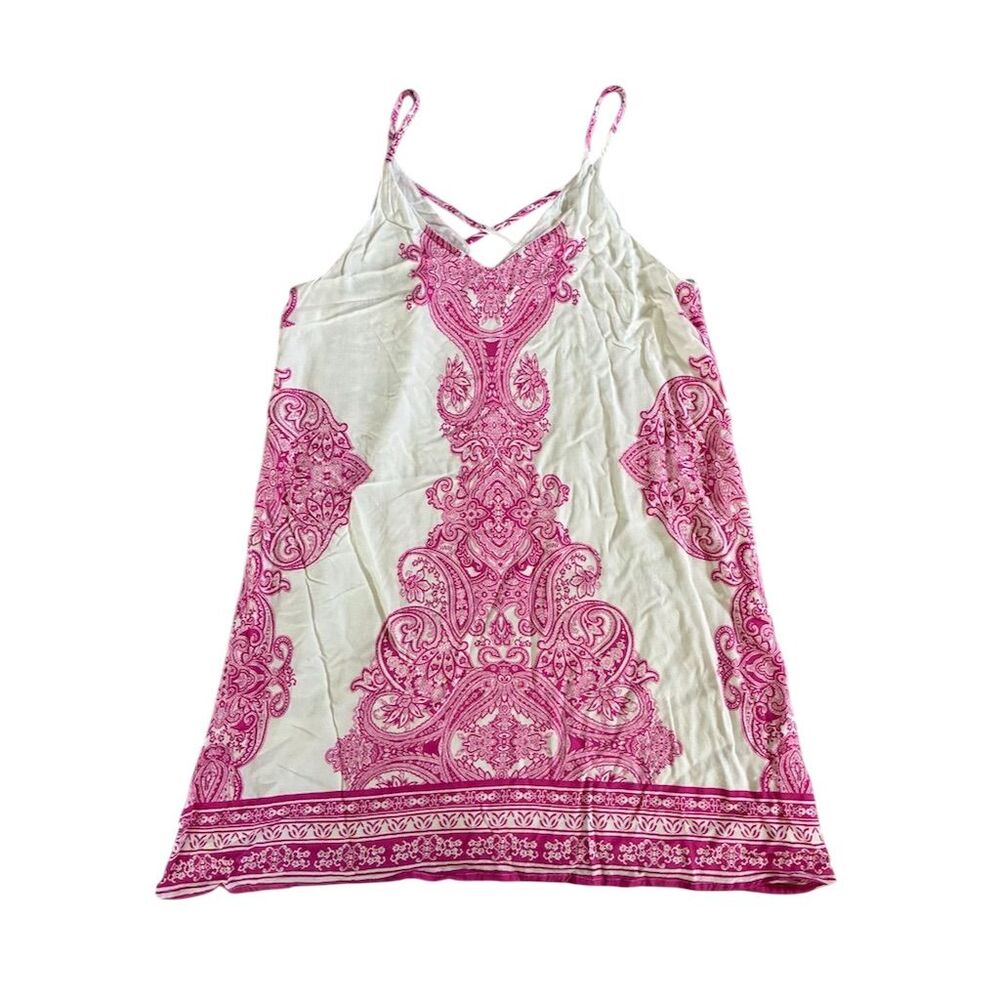 Jun & Ivy Women's L Pink & White Crisscross Strap Mini Dress‎